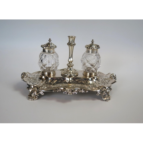 689 - Victorian Plated Inkstand