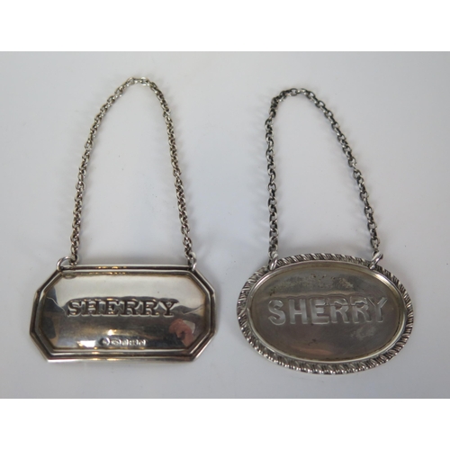 690 - Two Silver Sherry Labels