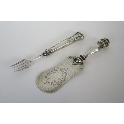 691 - Small Continental Silver Fork and damaged slice