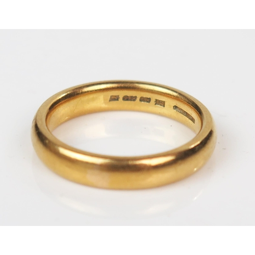 8 - Antique 22ct Gold Wedding Band, marks dirty but probably London 1862, 4.5mm wide band, size S.75, 10... 