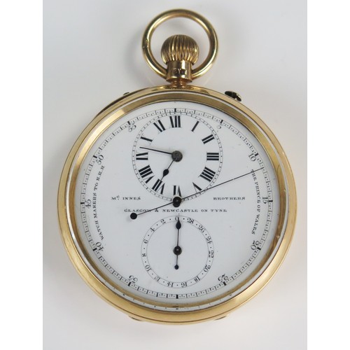 404 - Royal Presentation 18ct Gold Chronometer Pocket Watch with stopwatch function by McInnes Brothers of... 