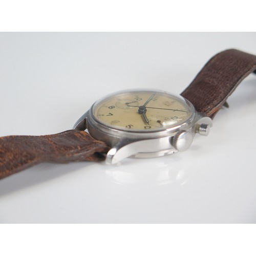 444 - WWII Lemania HS9 Royal Navy Fleet Air Arm Mono-pusher Chronograph Wristwatch, series 1, sterile dial... 