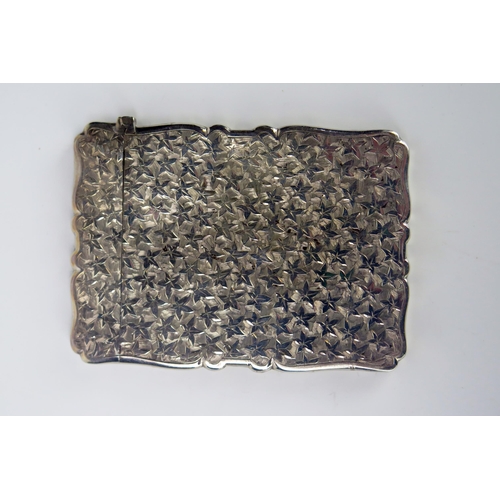 114 - Victorian Silver Card Case with chased ivy leaf decoration and MS monogram 27th FEB 1893, Birmingham... 