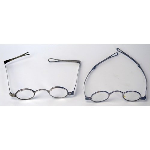 115 - Two Pairs of Early 19th Century Silver Framed Spectacles, both with indistinct part hallmarks (one A... 