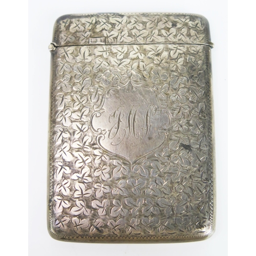 125 - Victorian Silver Card Case with chased leaf decoration, Birmingham 1901, Joseph Gloster Ltd., 77g