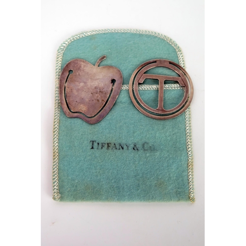 139 - Two Tiffany and Co. Sterling Silver Bookmarks one of apple form and the other with the initial T and... 