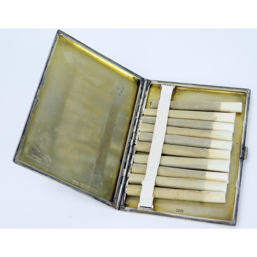 142 - George V Asprey Silver Cigarette Case with engine turned decoration, 11.5x8.5cm, Chester 1930, 188g