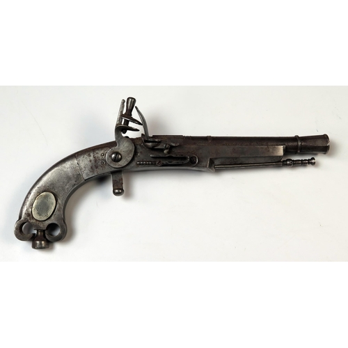 152 - 18th Century Style Flintlock Pistol, all steel construction, 7/75