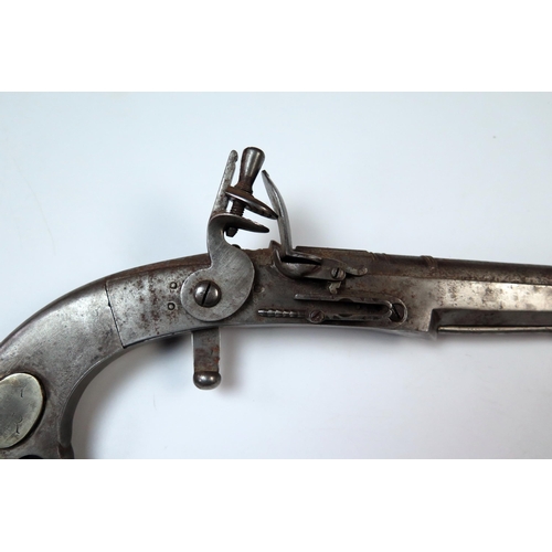 152 - 18th Century Style Flintlock Pistol, all steel construction, 7/75