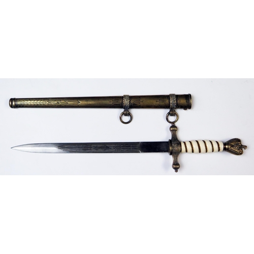 153 - German Kriegsmarine Officer's Dress Dagger with etched blade marked E. Bonsmann