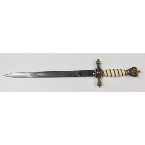 153 - German Kriegsmarine Officer's Dress Dagger with etched blade marked E. Bonsmann