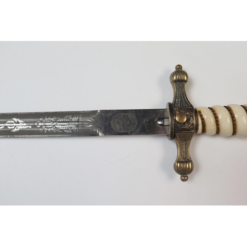 153 - German Kriegsmarine Officer's Dress Dagger with etched blade marked E. Bonsmann