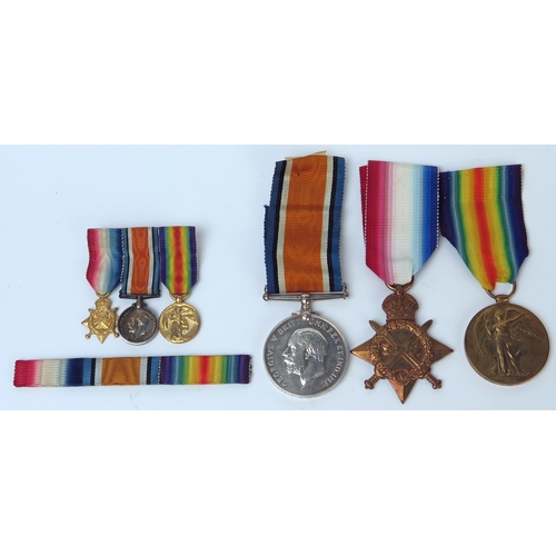 159 - WWI British Medal Trio including 1914-15 star, awarded to 05624 PTE. G.J. BEER. A.O.C., sold with mi... 