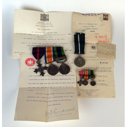 162 - British Four Medal Group awarded to CAPT. D.F. BARTLETT. I.A.S.C. comprising WWI War Medal, India me... 