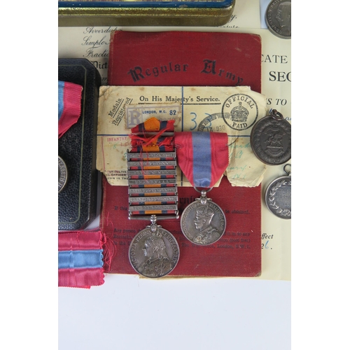 163 - Family Medals including Victorian South Africa Medal with seven bars including South Africa 1901, Ca... 