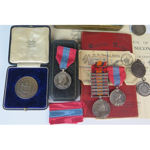 163 - Family Medals including Victorian South Africa Medal with seven bars including South Africa 1901, Ca... 