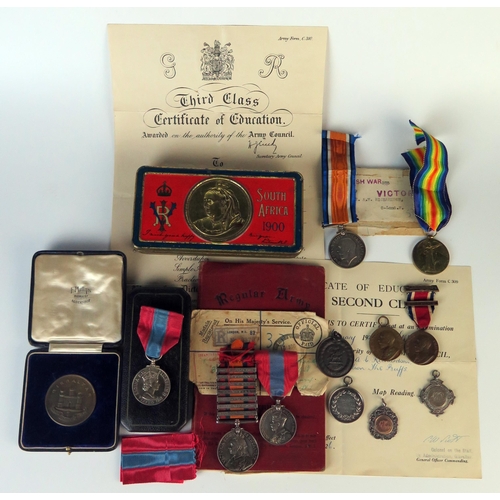 163 - Family Medals including Victorian South Africa Medal with seven bars including South Africa 1901, Ca... 