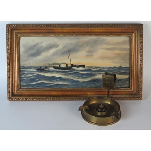 165 - H.M.S. GODETIA WWI 'Trench Art' Ashtray made from 1918 4.7