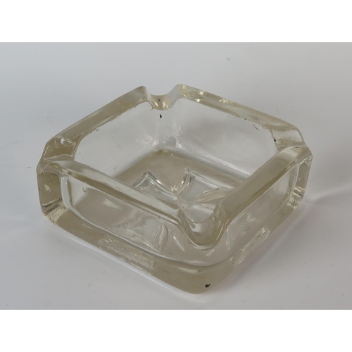 166 - WWI Imperial German Pressed Glass Ashtray, 11cm sq.