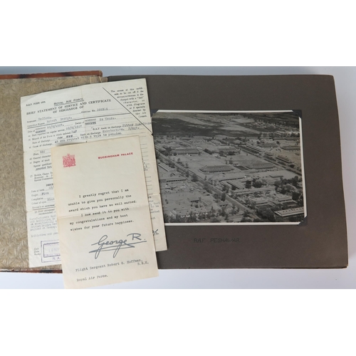 168 - c. 1930's Photograph Album of R.A.F. Peshawar in India with  discharge certificate for Flight Sergea... 