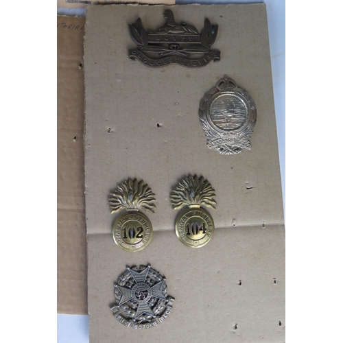 170 - Collection of Military Cap Badges including 102 and 104 Bengal Fusiliers, Mine Clearance Service, Gl... 