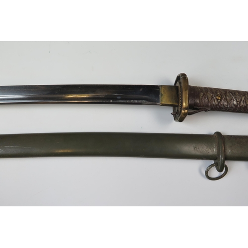 176 - WWII Imperial Japanese Non Commissioned Officer's Sword, 70 cm blade no. 50902, also no. 50902 to sc... 