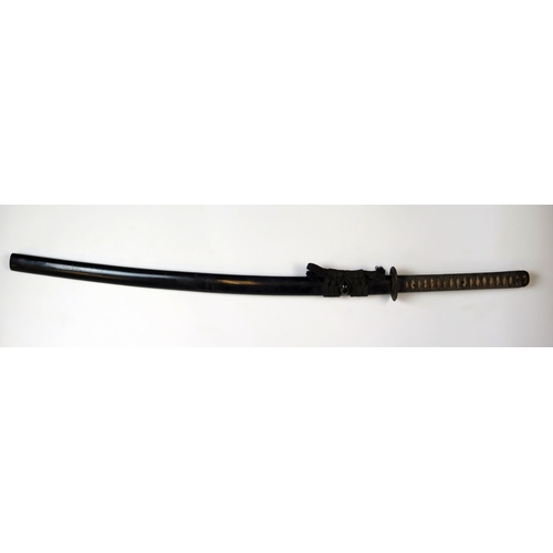 178 - Japanese Samurai Katana Sword, blade c. 69 and overall 93cm, signed tang, iron and gilt dragon tsuba... 