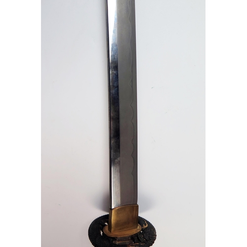 178 - Japanese Samurai Katana Sword, blade c. 69 and overall 93cm, signed tang, iron and gilt dragon tsuba... 