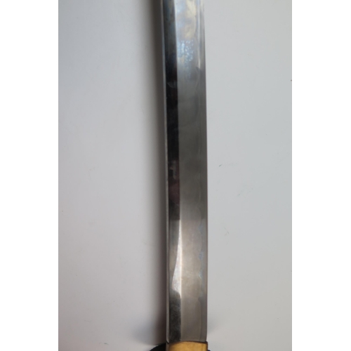 178 - Japanese Samurai Katana Sword, blade c. 69 and overall 93cm, signed tang, iron and gilt dragon tsuba... 