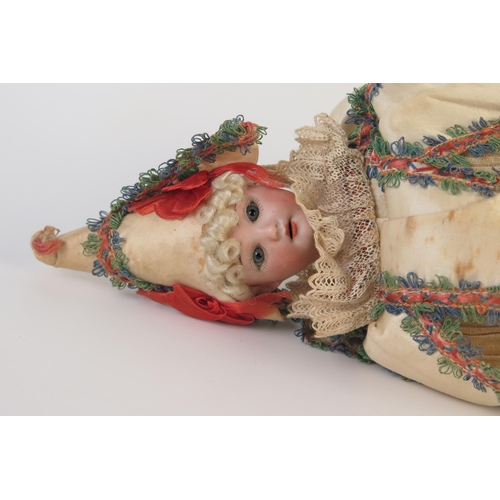 193 - Rare Simon & Halbig Spinning Musical Doll in original silk costume, back of head stamped 4700 10, 38... 