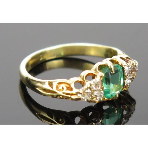 20 - Green Paste and Old Cut Diamond Ring in a high carat gold setting (marks rubbed), size E.75, 2.7g