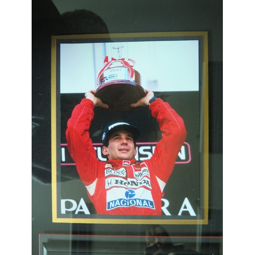 203 - Millennium Galleries Formula One Display with Ayrton Senna signature on Lotus World magazine and wit... 