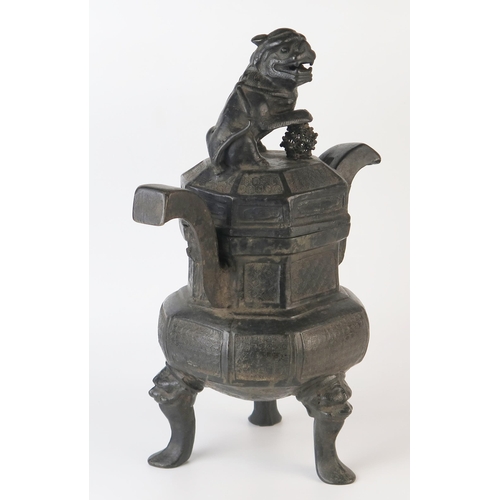 231 - Archaistic Style Chinese Bronze Tripod Censer, of typical form, marks to base, possibly Ming Dynasty... 