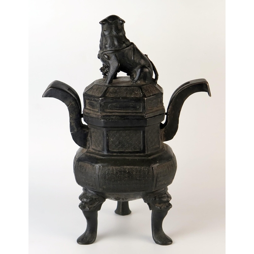 231 - Archaistic Style Chinese Bronze Tripod Censer, of typical form, marks to base, possibly Ming Dynasty... 