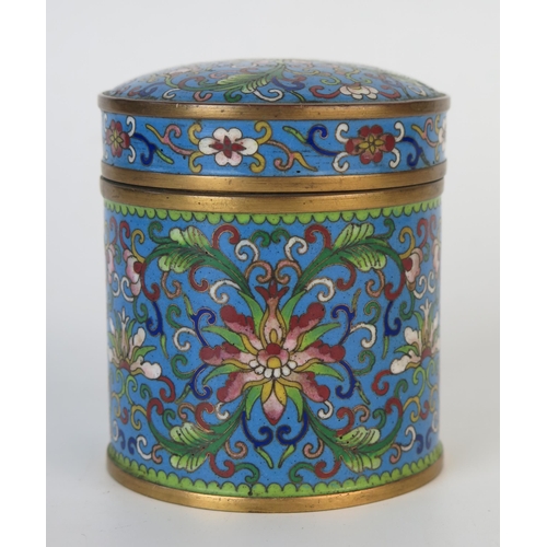 238 - Chinese Cloisonné Box and Cover, with domed pull off lid, in the Ming style, decorated with a lotus ... 