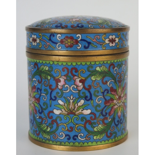 238 - Chinese Cloisonné Box and Cover, with domed pull off lid, in the Ming style, decorated with a lotus ... 