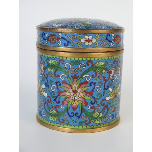 238 - Chinese Cloisonné Box and Cover, with domed pull off lid, in the Ming style, decorated with a lotus ... 