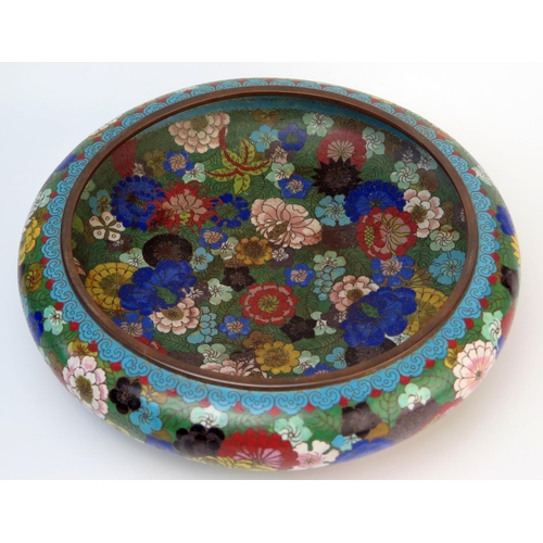 242 - Chinese Cloisonné Bowl, of compressed circular form, Millefleur decoration, late 19th Century, 30x9c... 