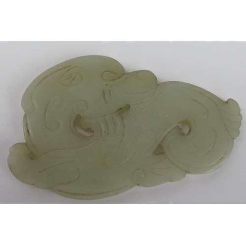 249 - Chinese Pale Green Grey Jade of a mythical beast, 8x5.3cm.