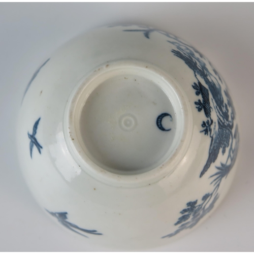 253 - Unusual Late 18th Century Worcester Blue and White Tea Bowl, Vulture pattern, together with a Worces... 