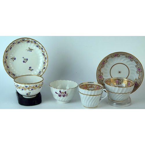 258 - Late 18th Century Duesbury Derby tea bowl and saucer, Cornflower pattern, together with Worcester co... 