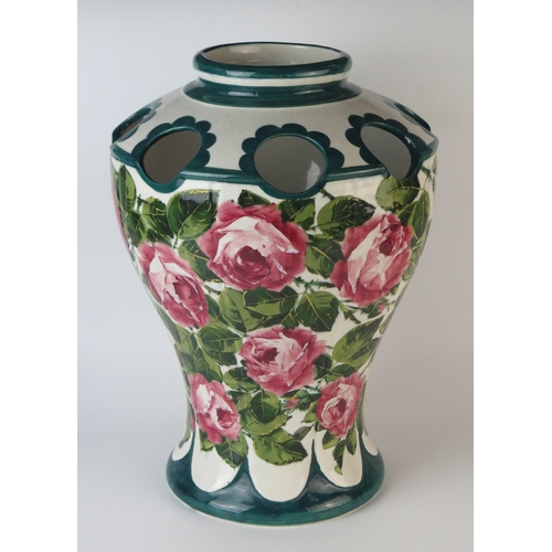 262 - Wemyss Kenmore vase, Cabbage Rose pattern, oval blue T. Goode and Co mark to base, 37.5cm high.