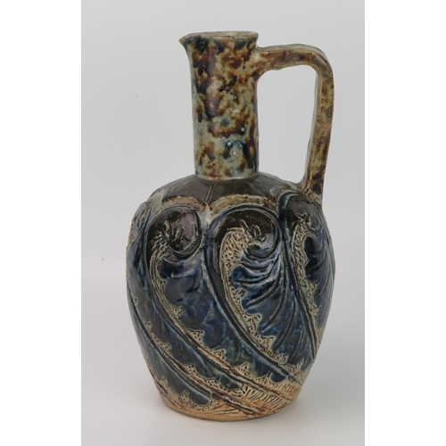 263 - Martin Brothers Stoneware Art Pottery Jug of bottle form, with elongated handle, signed R. W. Martin... 