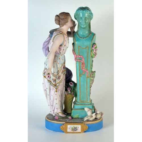 268 - Late 19th Century Vion and Baury Biscuit Porcelain Figural Group of a young woman telling her secret... 