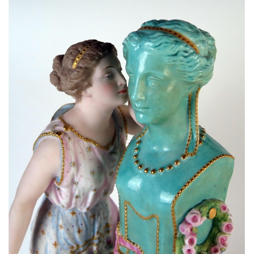 268 - Late 19th Century Vion and Baury Biscuit Porcelain Figural Group of a young woman telling her secret... 