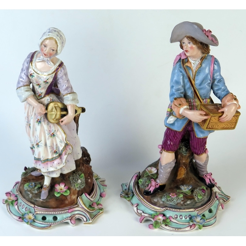 273 - Pair of late 19th Century Continental Porcelain Figures of Musicians in the Meissen style probably G... 