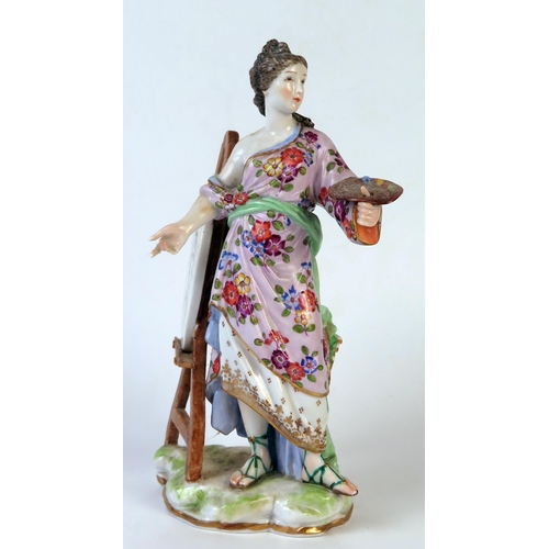 275 - Mid 19th Century Meissen Style Figure of an Artist, blue cross marks incised, impressed number 12, 2... 