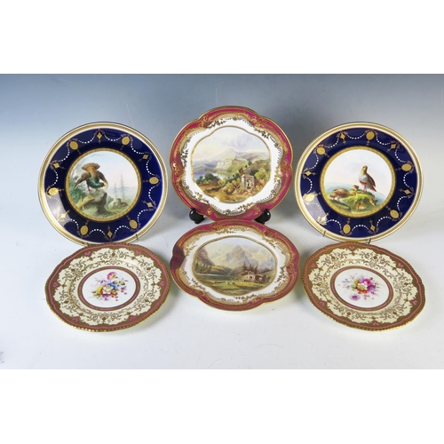 279 - Collection of 20th Century cabinet plates, to include a pair of Minton New York game plates, pair of... 