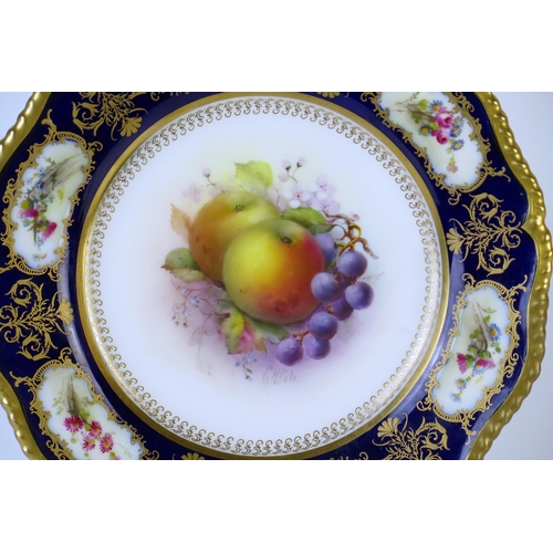 292 - Royal Worcester Cabinet Plate of shaped circular form, decorated with apples and grapes, signed G.H.... 