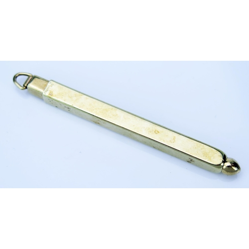 33 - 9ct Hallmarked Gold Toothpick with retractable blade, 6.6g